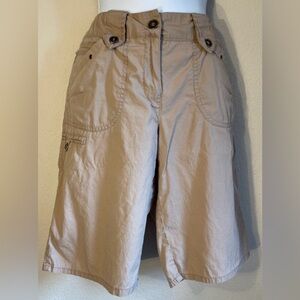 Sandro hiking shorts, khaki purplish tan, 100% cotton wide leg bermuda